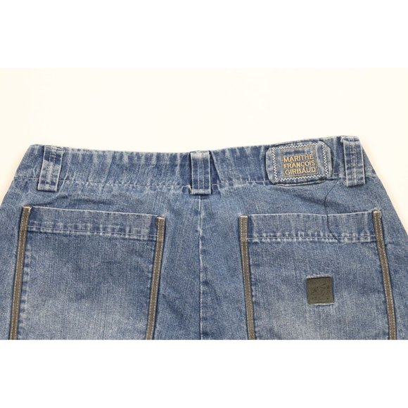 Vintage 90s Marithe Francois Girbaud Mens 40 Spell Out Baggy Strap Denim Shorts - Picture 9 of 13
